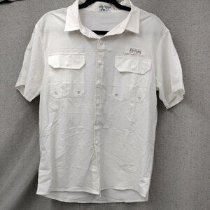 Baitium Vented Fishing Shirt Mens Small White Button Up Shirt Sleeve.